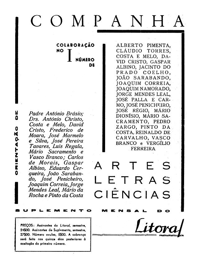 Folha de Apresentao do 1 Exemplar de "Companha" - Clicar sobre esta pgina para passar  seguinte.