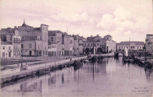 N. F54 - Aveiro Rua do caes e balces - Editor Papelaria Borges, Coimbra - SD - Dim 14x8,9 cm. - Col.  FMSarmento.