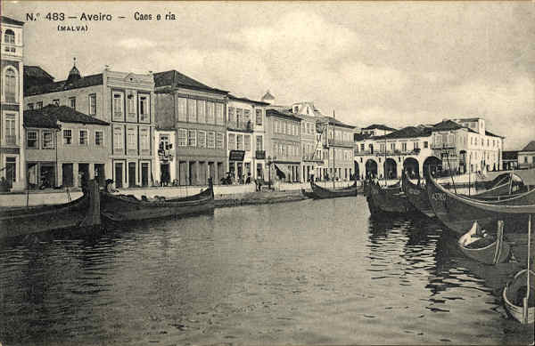 N. 483 - Aveiro Caes e ria - Edio Malva - SD - Dim 13,6x8,8 cm. - Col.  FMSarmento.