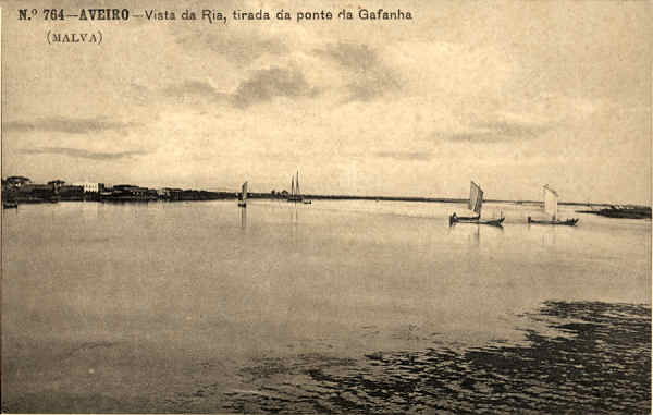 N. 764 - Aveiro Vista da Ria, tirada da ponte da Gafanha - Editor Malva - SD - Dimenses 13,7x8,7 cm. - Col.  FMSarmento.