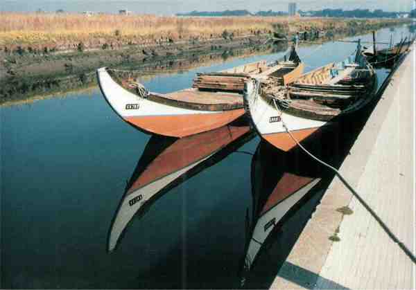 N. 14 - Aveiro - Barcos saleiros, Canal de S. Roque - Foto de Severina Brites - Estdio Adriano Pires - Edio da Livr. Estante, Aveiro - Dimenses: 15x10,5 cm. - S/D - Col. HJCO.