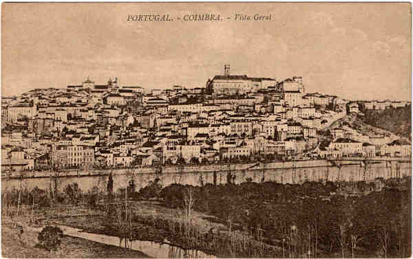 SN - Portugal. Coimbra - Vista Geral - Editor Alberto Malva, Rua Madalena, Lisboa - SD - Dim. 8,7x13,9 cm - Col. Jaime da Silva (Circulado em 1921).