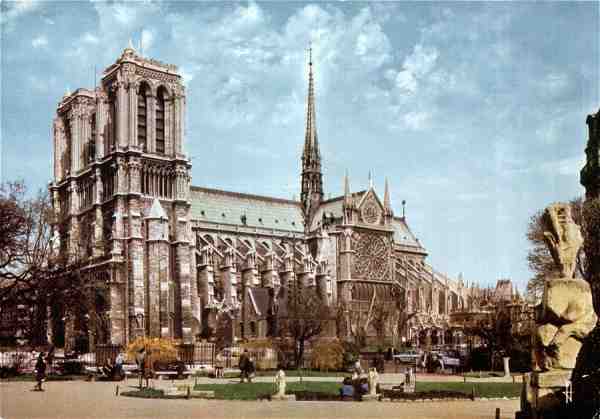 N. 83 - Clich Phedon-Salou - La cathdrale Notre-dame vue du squaire Viviani - Librairie Hachette, 79, boulevard Saint-Germain, Paris - Dimenses: 15x10,5 cm. - Col. HJCO (1981).