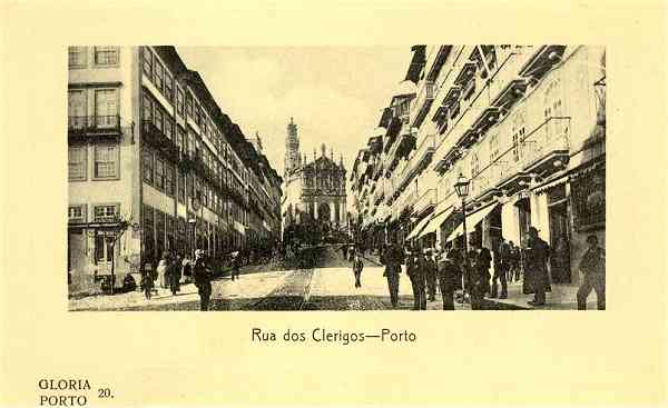 N. 20 - GLORIA.PORTO - Rua dos Clerigos-Porto - Sem o editor - S/D - Dimenses: 14,1x8,9 cm - Col. Aurlio Dinis Marta. [Dizeres atrs: BILHETE POSTAL-CARTE POSTALE Tous les pays etrangers n'acceptent pas la correspondance au recto. Se renseigner  la poste.]