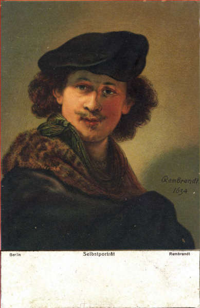 N 29729 - Rembrandt, auto retrato - Edio Stengel & Co, Dresden - Dim. 14x9 cm - Col. Amlcar Monge da Silva (cerca de 1910)