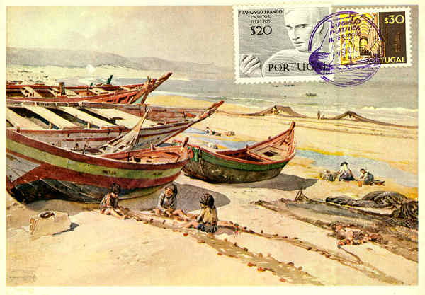 IRG 9 - Barcos. Nazar. Aguarela de Roque Gameiro - Edio da Administrao Geral dos CTT - S/D - Dimenses: 14,7x10,5 cm. - Col. Carvalhinho.