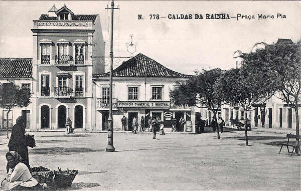 N. 778 - CALDAS DA RAINHA-Praa Maria Pia - Editor Alberto Malva (Editado em 1908) - Dimenses: 14x9 cm. - Col. Miguel Chaby