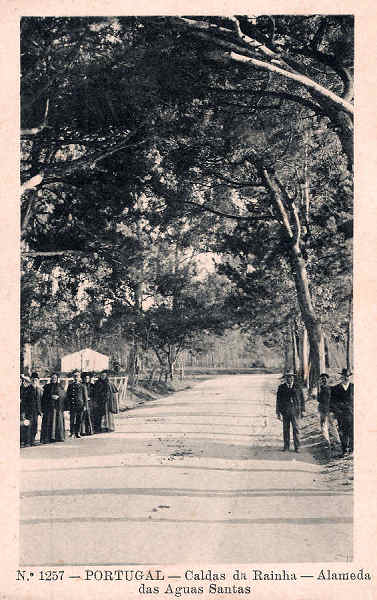 N. 1257 - Portugal Caldas da Rainha Alameda das guas Santas - Editor Alberto Malva (Editado em 1910) - Dimenses: 9x14 cm. - Col. Miguel Chaby