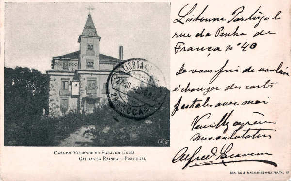 S/N - Portugal Caldas da Rainha Casa do Visconde de Sacavm (Jos) - Editor Pap. e Typ. Santos e Magalhes (Editado em 1902 - Dimenses: 9x14,4 cm. - Col.M. Chaby