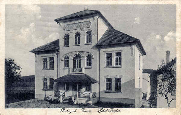 SN - Portugal. Curia. Hotel Santos - Ed. Bazar Soares, Porto - Dim.14.0x8,8 cm - Circ. 6-1917 - Col. A. Simes (004-1).