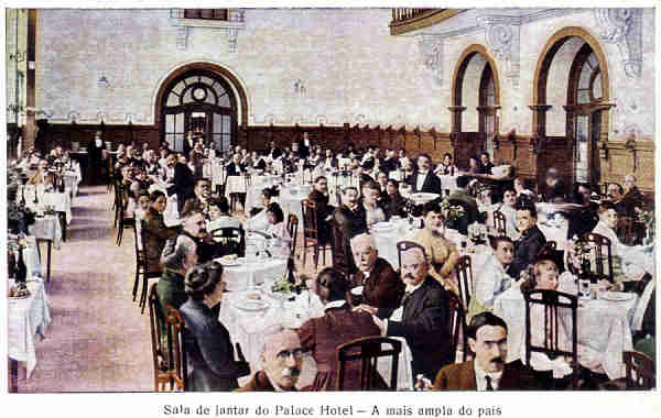 N 15 - Sala de jantar do Palace Hotel - A mais ampla do pas - Ed. Sociedade das guas da Curia - Dim. 13,9x9,1cm - Col. A. Simes (052).