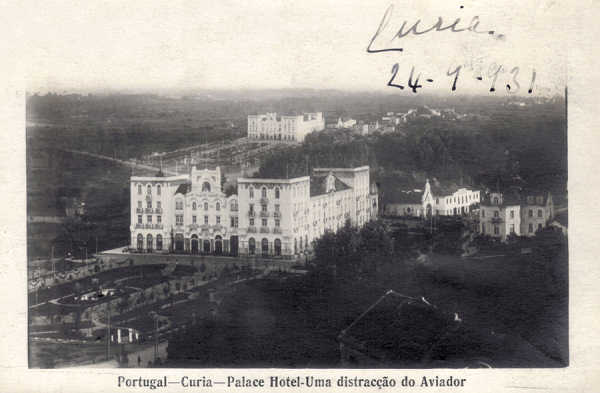 SN - PORTUGAL - CURIA - Palace Hotel - Uma distracao do Aviador - Ed.Foto Soares, Porto - Dim.13,8x9,0 cm - Circ.9-1931 - Col. A. Simes (322).