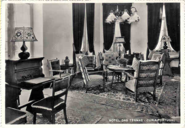 SN - HOTEL DAS TERMAS-CURIA-PORTUGAL (Sala de estar) - Ed. Soc. das guas da Curia - Dim. 14,1x10,0 cm - Col. A. Simes (221).