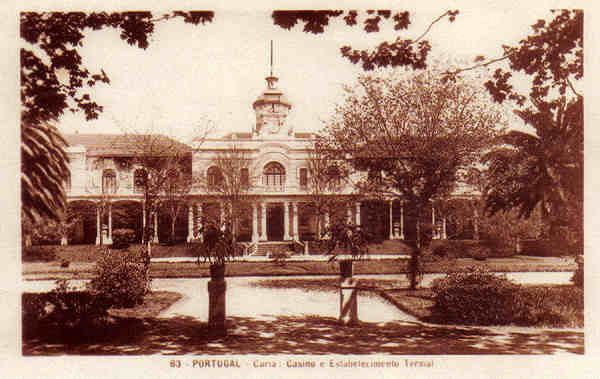 N 83 - PORTUGAL-Curia. Casino e Estabelecimento Termal - Ed. Alexandre d'Almeida, Lisboa - Dim. 14,0x9,0 cm - Circ. 8-1943 - Col. A. Simes (321-2 sepia).