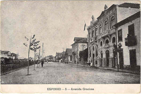 N 3 - ESPINHO - Avenida Graciosa - Edio da Tabacaria Rodrigues, Porto - SD - Dim. 9,3x14 cm. - Col. Jaime da Silva (Circulado em 1920).