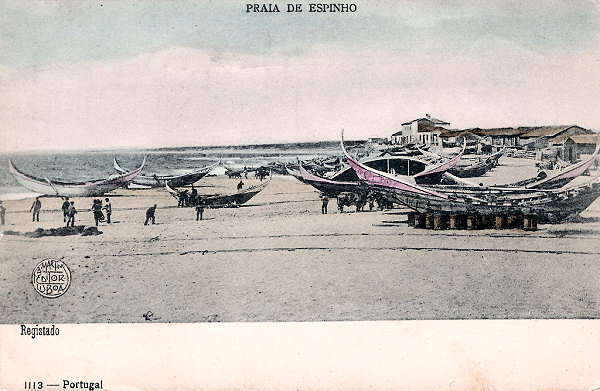 N 1113 - Portugal. Espinho - Praia de Espinho (Colorido) - Editor F. A. Martins - Dim. 9x14  cm - Col. Miguel Chaby