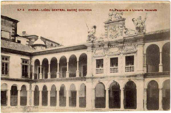 N 4 - EVORA-LICEU CENTRAL ANDR GOUVEIA - Ed. Papelaria e Livraria Nazareth - SD - Fototipia Barreira & Costa-Porto - Dim. 9,3x14,2 cm - Col. Jaime da Silva (Circulado em 1923).