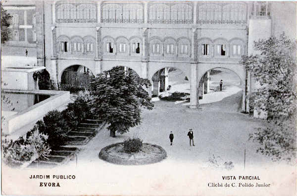 N 20 - Jardim publico - Edio de A.V.Vilhalva, Clich de C. Polido Junior - 73-2 Minerva Comercial, vora - Usado em 3/1/1910 - Dim. 133x87 mm - Col. A. Monge da Silva (cerca de 1907)