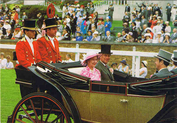 W10 - Royal Ascot  H.M. The Queen and Prince Philip - Ed. Thomas & Benacci Lda. London Tel.(01)4032835 RIALTO Printed in Italy - SD - Dim. 14,7x10,2 cm - Col. Manuel Bia (1986)