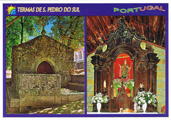 N. 16 - TERMAS DE S. PEDRO DO SUL  Capela de S. Martinho. Altar-mor  Regio de Lafes PORTUGAL - Ed. ATLANTICPOST Fotografia Paisagstica e Distribuio de Artigos de Papelaria, Lda. - Tel. +351 214 342 080 Exclusivo de: A Tamanquinha Tel. 232 712 471 - 2006 Dim. 15x10,5 cm. - Col. Manuel Bia (2010).