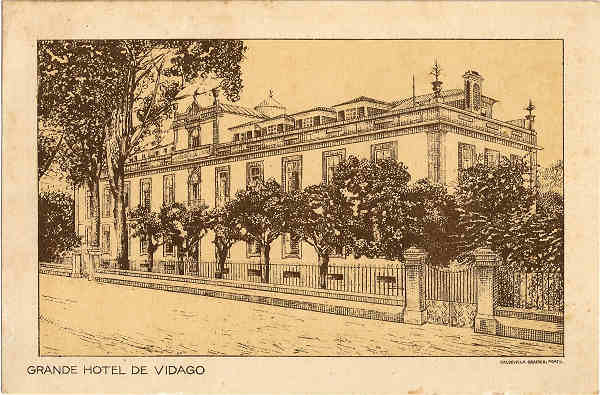 SN - VIDAGO-GRANDE HOTEL DE VIDAGO - Edio da Sociedade de Vidago & Pedras Salgadas, com sede no Porto, na Rua da Cancella Velha N 29 - Impresso: Caldevilla-Grafica, Porto - SD -  Dim. 9x14 cm. - Col. Jaime da Silva (Circulado em 1923).