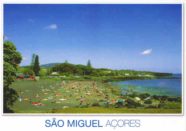 ISM. 034 - Praia do Pópulo  Ponta Delgada - São Miguel - Ed. Ver Açor,Lda. José António Rodrigues veracor@veracor.pt - SD - Dim. 15x10,5 cm. - Col. Fátima Manuela Bóia (2010).