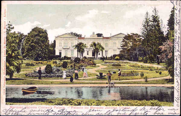 SN - SÃO MIGUEL. Ponta Delgada. Palácio do Marquez Jacome Corrêa - Edição da Tabacaria Michaelense, Largo da Matriz, S. Miguel - Circulado em 1907 -  Dim. 14x9 cm - Col. A. Monge da Silva