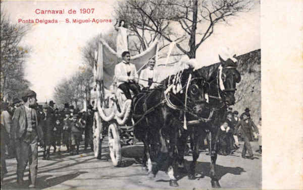 SN - SÃO MIGUEL. Ponta Delgada, Carnaval de 1907 (1) - Edição anónima - Dim. 13,7x8,8 cm - Col. A. Monge da Silva (1907)