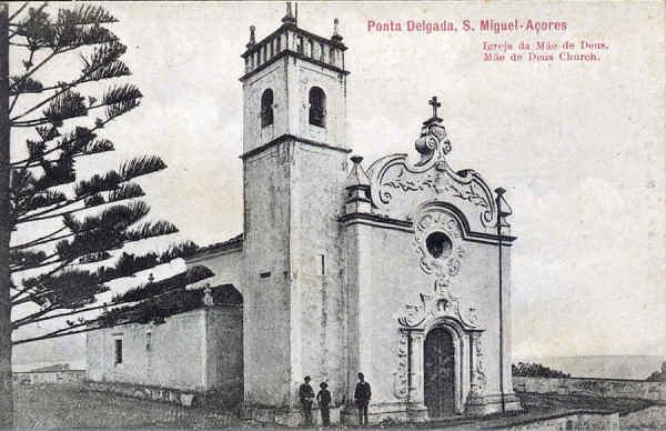 SN - SÃO MIGUEL. Ponta Delgada, Igreja da Mae de Deus - Edição Biscup & Stein, Hamburg - Dim. 13,8x8,8 cm - Col. A. Monge da Silva (cerca de 1908)