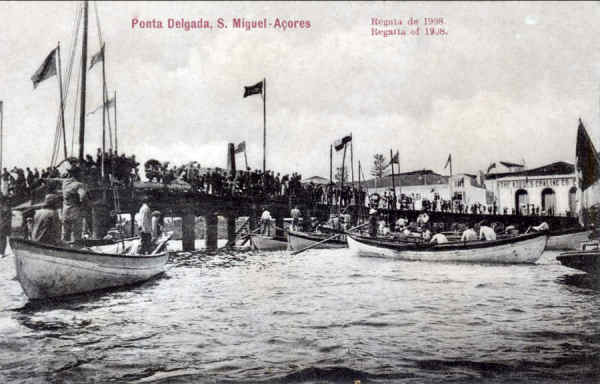 SN - SO MIGUEL. Ponta Delgada. Regata de 1908 - Edio Biscup & Stein, Hamburg - Dim. 13,8x8,8 cm - Col. A. Monge da Silva (1908)