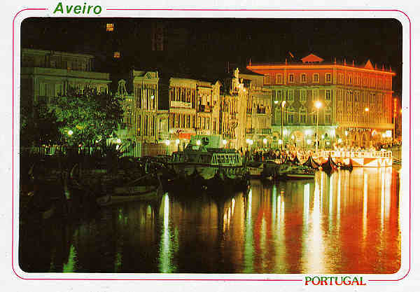 N. 63 - AVEIRO Vista nocturna do canal central da Ria - Ed. ncora - SD - Dim. 15x10,5 cm - Col. Mrio Silva.