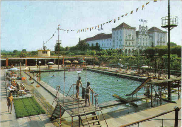 N 2744-CURIA-Piscina e Palace Hotel-Ed SUPERCOR-14,8x10,4cm-Colec A SIMOES 1065-1.