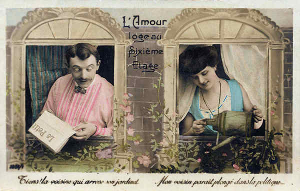 N3054/1 - L'Amour loge au sixime tage - Edio annima francesa, Paris - Dim. 14x8,9 cm - Col. Amlcar Monge da Silva (cerca de 1920)