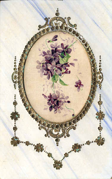 SN - Quadro de flores sobre postal em relevo - Editor SA i B, Alemanha - Dim. 14x8,9 cm - Col. Amlcar Monge da Silva (c. 1930 )