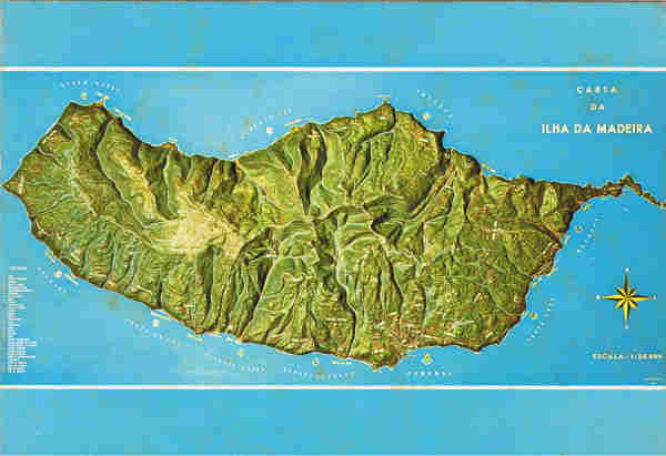 N. 98 - ILHA DA MADEIRA Mapa da ilha - Ed. PERESTRELLOS-PHOTOGRAPHOS Impresso da Noruega - SD - Dim. 14,7x10,3 cm. - Col. Ftima e Manuel Bia (1975).