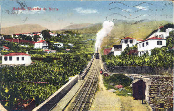 N 21 - MADEIRA. Funchal. Elevador do Monte - Editor no indicado - SD - Dim. 13,8x9 cm - Carimbo Postal 1943 - Col A Monge da Silva.