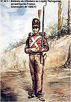 N 35-4 - Soldado de Infantaria da Legio Portuguesa ao servio da Frana, Granadeiro, 1808/13 - Aguarela do Cor. Ribeiro Artur - Edio Jornal do Exrcito, 1983 - Dim. 15x10,5 cm - Col. A. Monge da Silva