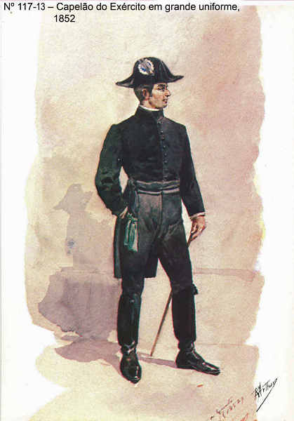 N 117-13 - Capelo do Exrcito em grande uniforme, 1852 - Aguarela do Cor. Ribeiro Artur - Edio Jornal do Exrcito, 1983 - Dim. 15x10,3 cm - Col. A. Monge da Silva