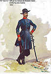 N 123-14 - Oficial do Corpo do Estado-maior, Uniforme de inverno, 1852 - Aguarela do Cor. Ribeiro Artur - Edio Jornal do Exrcito, 1985 - Dim. 15x10,3 cm - Col. A. Monge da Silva