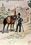 N 129-15 - Soldado de Lanceiros da Rainha N 2, 1856 - Aguarela do Cor. Ribeiro Artur - Edio Jornal do Exrcito, 1985 - Dim. 15x10,3 cm - Col. A. Monge da Silva