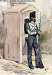 N 135-15 - Soldado de Infantaria de Linha, Pequeno uniforme, 1856 - Aguarela do Cor. Ribeiro Artur - Edio Jornal do Exrcito, 1985 - Dim. 15x10,3 cm - Col. A. Monge da Silva