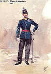 N 152-17 - Oficial de Infantaria, 1869 - Aguarela do Cor. Ribeiro Artur - Edio Jornal do Exrcito, 1985 - Dim. 15x10,3 cm - Col. A. Monge da Silva