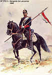 N 170-19 - Sargento de Lanceiros, 1885 - Aguarela do Cor. Ribeiro Artur - Edio Jornal do Exrcito, 1985 - Dim. 15x10,3 cm-  Col. A. Monge da Silva