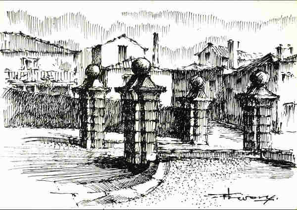 N 4 - OEIRAS. Largo do Ferrador visto do Largo do Pelourinho (Sc. XVIII-XIX). Desenhos  pena de Fernando Tavares -  - Ed. Cmara Municipal de Oeiras - 1999 - Dim. 14,8x10,5 cm. - Col. A. Monge da Silva