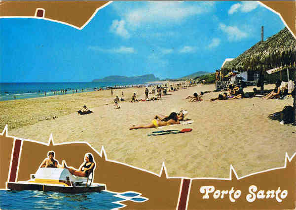 N. 178 - PORTO SANTO Praia de Porto Santo - Ed. Gtica RUA N.S.DE FTIMA, 298 PORTO - REPRESENTANTE NA MADEIRA:CARVO, MARTINS & SILVA,LDA. RUA DIREITA, 21 - FUNCHAL FABRICADO EM ITLIA SRIE LUXO-OURO - SD - Dim. 14,6x10,3 cm - Col. Manuel Bia (1997).