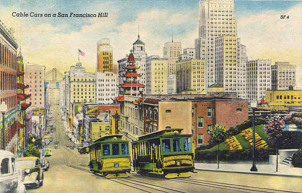 SF04 - San Francisco - Cable cars - Edio annima Foto de Redwood Empire Assm - Dim. 13,7x8,8 cm  - Col. Amlcar Monge da Silva (1940)