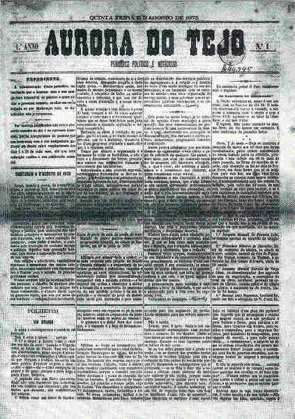 N 7 - Aurora do Tejo. Peridico Poltico e noticioso de 1875, N 1 - Ed. Assoc. Estudos e defesa do patrimnio histrico-cultural de Santarm - SD - Dim. 14,9x10,5cm - Col. M. Soares Lopes