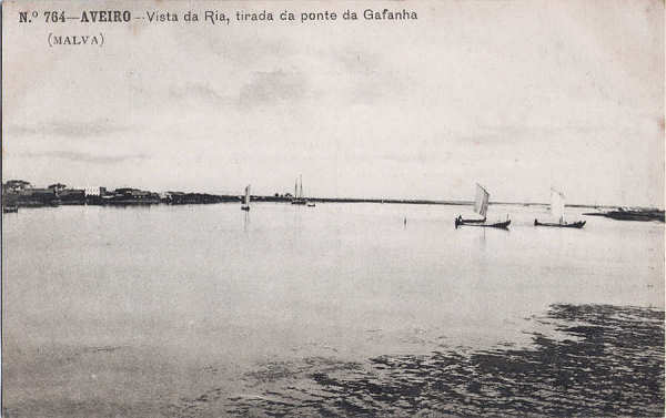 N 768 - Aveiro - Vista da Ria, tirada da Ponte da Gafanha - Edies Alberto Malva, Lisboa - Dim. 137x87 mm - Col. A. Monge da Silva (cerca de1910)