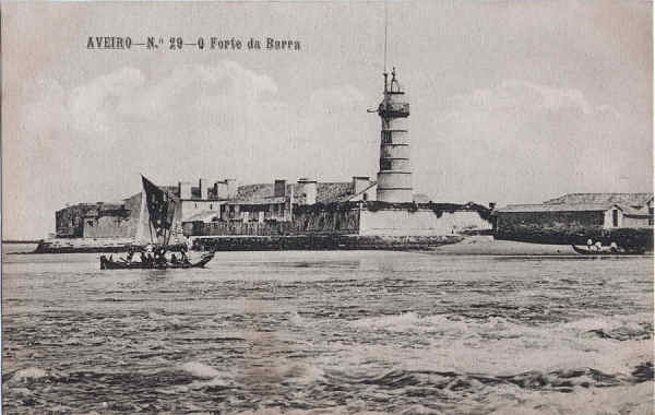 N 29 - Aveiro - O Forte da Barra - Editores Moreira Torres, Aveiro - Dim. 137x88 mm - Col. A. Monge da Silva (cerca de 1910)