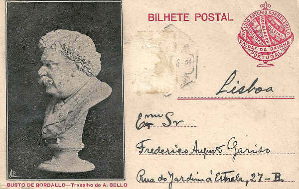 SN - Portugal. Caldas da Rainha - Busto de Rafael Bordalo Pinheiro na verso do seu discipulo Avelino Belo_Edio annima - Dim. 9x14 cm - SD - Col. Miguel Chaby